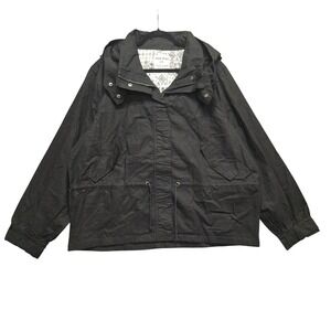 White Birch Utility Jacket Womens 2X Black Hooded Cotton Bandana Lining Cargo